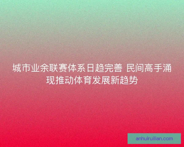 城市业余联赛体系日趋完善 民间高手涌现推动体育发展新趋势